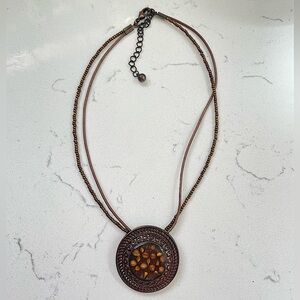 Metallic Brown Pendant Necklace